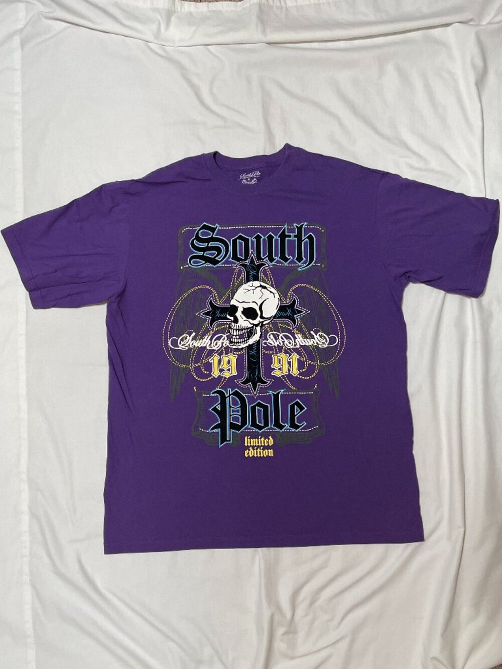 South Point Graphic T Shirt Mens XL Purple Skull Preowned